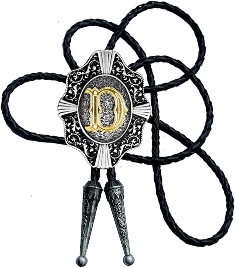KECOL Western Letter Bolo Tie Cowboy Aalphabet A to Z Neckties Necklace for Men Women - Image 1